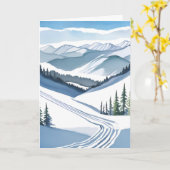 Ski Berg Watercolor Kaart (Gele Bloem)