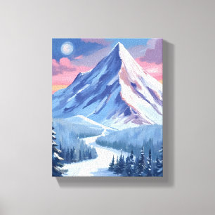 Ski Berg Winter Natuur Landschap Schilderij Canvas Afdruk