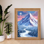 Ski Berg Winter Natuur Landschap Schilderij Poster