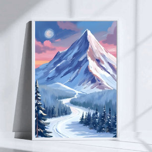 Ski Berg Winter Natuur Landschap Schilderij Poster