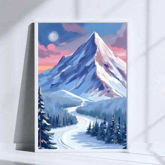 Ski Berg Winter Natuur Landschap Schilderij Poster