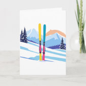 Ski Berg Winter Watercolor Kaart (Voorkant)