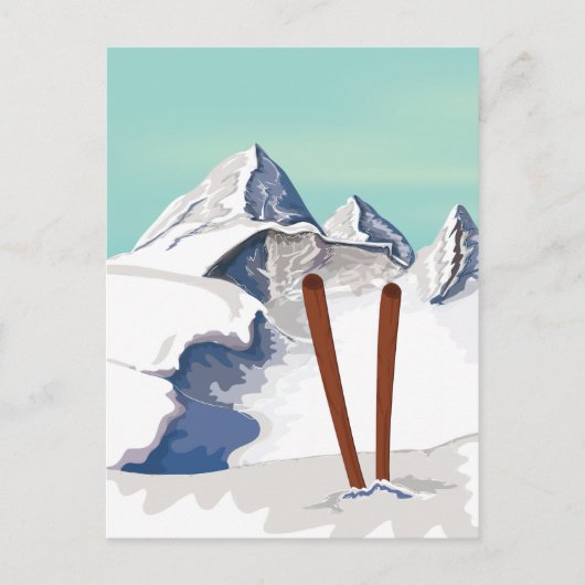 Ski bergen briefkaart (Voorkant)