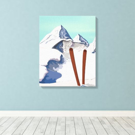 Ski bergen canvas afdruk (Insitu (Houten vloer))