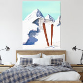 Ski bergen canvas afdruk (Insitu (Slaapkamer))