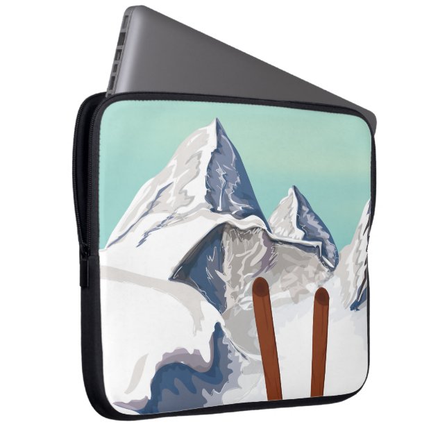 Ski bergen laptop sleeve (Voorkant Rechts)