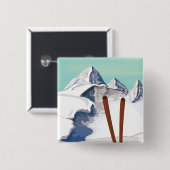 Ski bergen vierkante button 5,1 cm (Voorkant /achterkant)