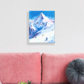 Ski Berghellingen Winter Aquarel Canvas Afdruk (Insitu (Woonkamer))