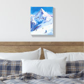 Ski Berghellingen Winter Aquarel Canvas Afdruk (Insitu (Slaapkamer))