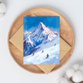 Ski Berghellingen Winter Aquarel Kaart