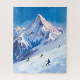 Ski Berghellingen Winter Aquarel Legpuzzel