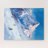 Ski Berghellingen Winter Aquarel Legpuzzel (Horizontaal)