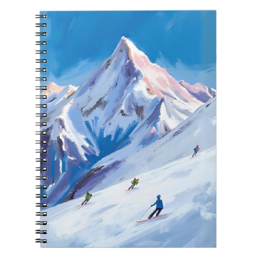 Ski Berghellingen Winter Aquarel Notitieboek (Voorkant)