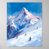 Ski berghellingen Winter Aquarel Poster (Voorkant)