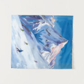 Ski Berghellingen Winter Aquarel Wandkleed (Voorkant (horizontaal))