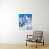 Ski Berghellingen Winter Aquarel Wandkleed (In situ)