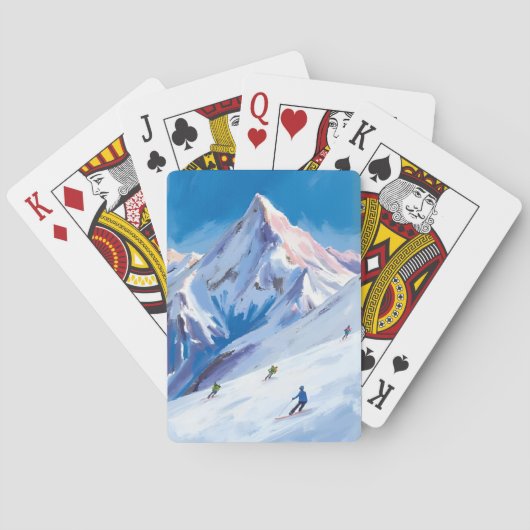 Ski Berghellingen Winter Waterverf Pokerkaarten (Achterkant)
