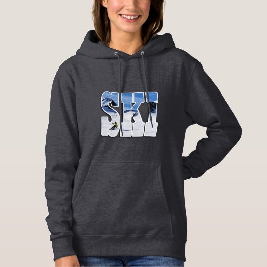 SKI Bergontwerp Wintersporten Hoodie (Voorkant)