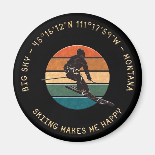 Ski Big Sky, Montana - Man skiër, gele tekst Magneet (Voorkant)