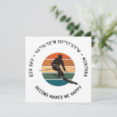 Ski Big Sky, Montana - Man skiër, zwarte tekst Feestdagenkaart (Staand voorkant)