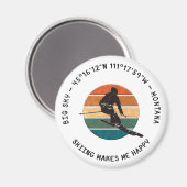 Ski Big Sky, Montana - Man skiër, zwarte tekst Magneet (Voorkant / Achterkant)