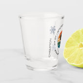 Ski Big Sky, Montana - Man skiër, zwarte tekst Shot Glas (Links)