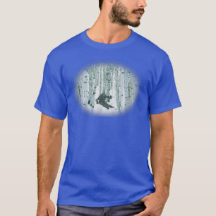 Ski Birch Trees Snow Mannen Women Fun Design Cotto T-shirt