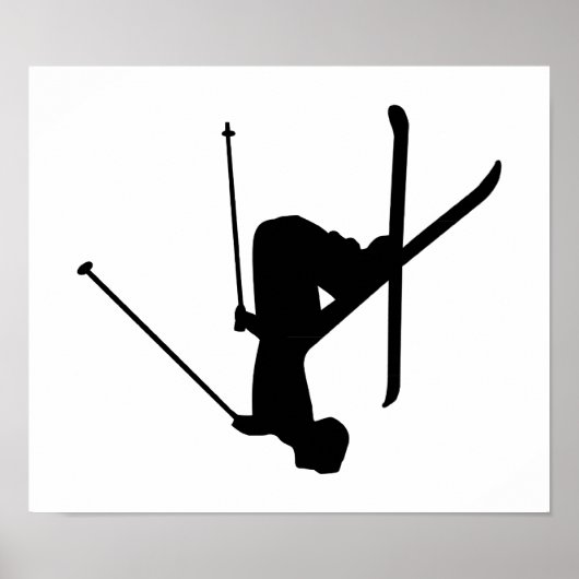 Ski Black Silhouette Poster (Voorkant)
