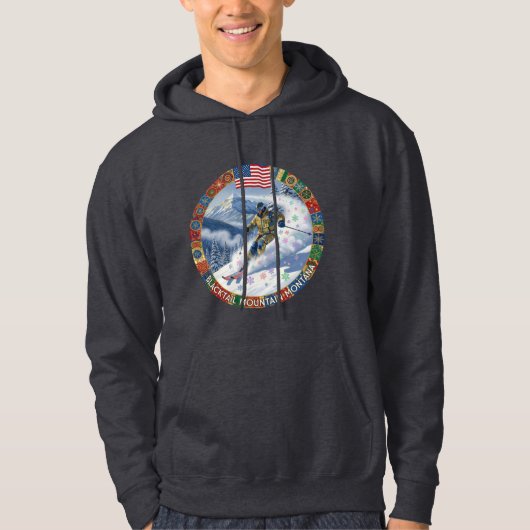 Ski Blacktail Mountain, Montana, Man Skiloper Hoodie (Voorkant)