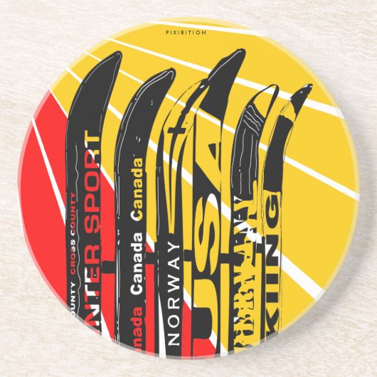 Ski Blade-Onderzetter Zandsteen Onderzetter (Voorkant)