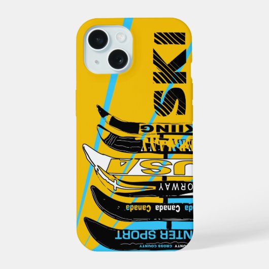 Ski Blade Oranje Blauwe iPhone Hoesje 15 Case (Achterkant)