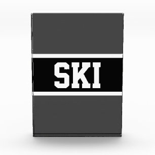 SKI Bold Modern Grijs Zwart Wit Atletische Strepen Fotoblokken
