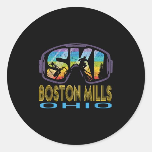 Ski Boston Mills Ohio Skivakantie Ronde Sticker (Voorkant)