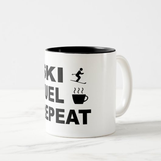 Ski-brandstof herhalen tweekleurige koffiemok (Voorkant rechts)