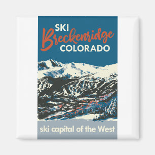 Ski BReckenridge Poster Blue Magneet
