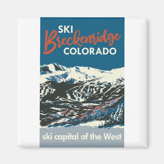 Ski BReckenridge Poster Blue Magneet (Voorkant)