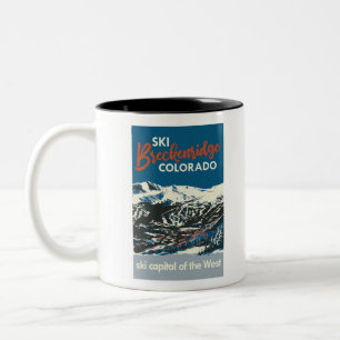  Ski BReckenridge Poster Blue Tweekleurige Koffiemok