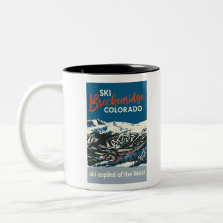 Ski BReckenridge Poster Blue Tweekleurige Koffiemok