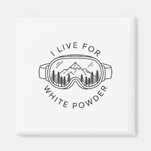 Ski Bril Berg Ik Leef Voor Witte Poeder Grappig Magneet