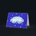 Ski Bril met bergreflectie Kaart<br><div class="desc">Ski Bril met bergreflectie.  Skibril en sneeuwvlokpatroon op blauwe achtergrond. Speelse wintersport ontwerp.</div>