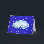 Ski Bril met bergreflectie Kaart<br><div class="desc">Ski Bril met bergreflectie.  Skibril en sneeuwvlokkenpatroon op blauwe achtergrond. Speels wintersportontwerp.</div>