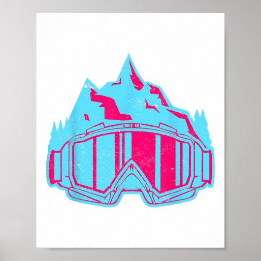 Ski Bril Retro Vintage 80s 90s Skiën Poster (Voorkant)