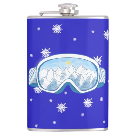 Ski Bril Sneeuwvlok Dans Heupfles (Voorkant)