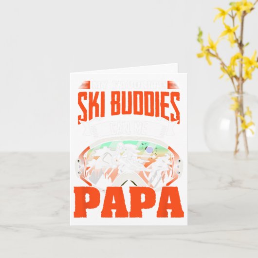 Ski Buddies noemen me Papa Skiing Skier Winter Spo Kaart (Gele Bloem)