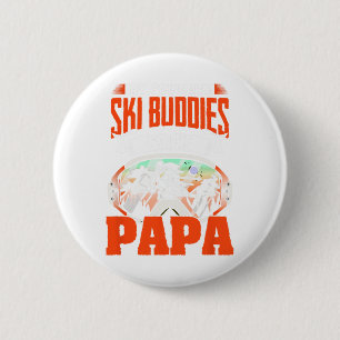 Ski Buddies noemen me Papa Skiing Skier Winter Spo Ronde Button 5,7 Cm