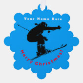 Ski Bum - Afdalende skiier Ornament Kaart (Voorkant)