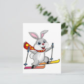 Ski Bunny - Funny and Cute Cartoon Briefkaart (Staand voorkant)