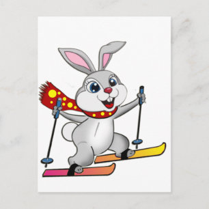 Ski Bunny - Funny and Cute Cartoon Briefkaart