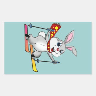 Ski Bunny - Funny and Cute Cartoon Rechthoekige Sticker