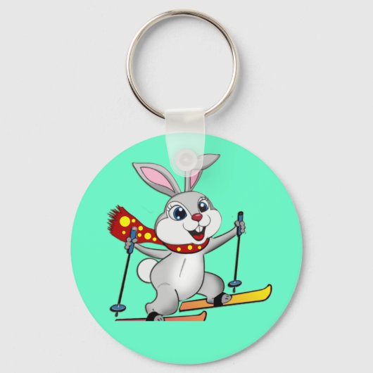 Ski Bunny - Funny and Cute Cartoon Sleutelhanger (Voorkant)